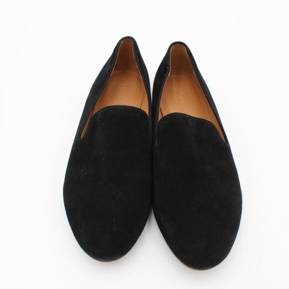 J Crew Suede Loafer Womens 7.5 Black Leather Minimalist Ballet Flat Slip On Shoe - Picture 9 of 9